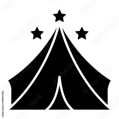 Circus Tent Silhouette with Three Stars Festive Carnival Event Symbol