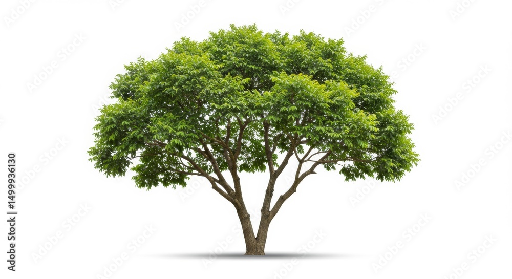 Lush green tree on white background for nature and design purposes Lush green tree on white background for nature and design purposes
