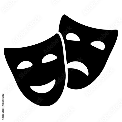 Comedy and tragedy theater masks representing dramatic arts, performance, and emotions