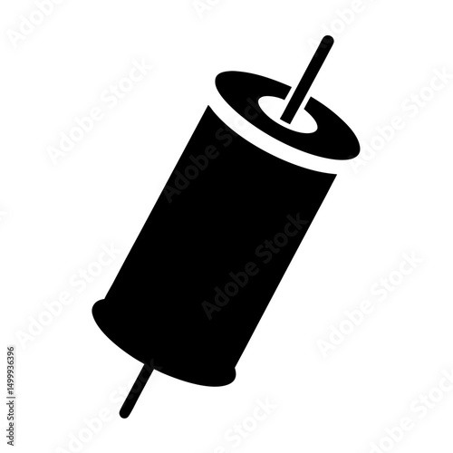 A Black and White Illustration of a Ceramic Capacitor Component with Leads