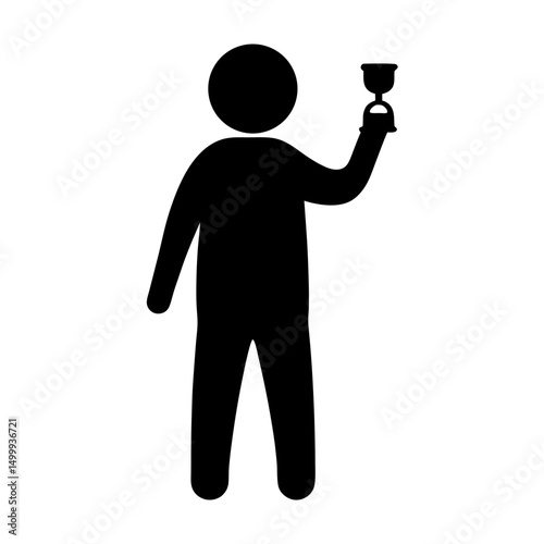 Silhouette of a person holding up a trophy or chalice gesture
