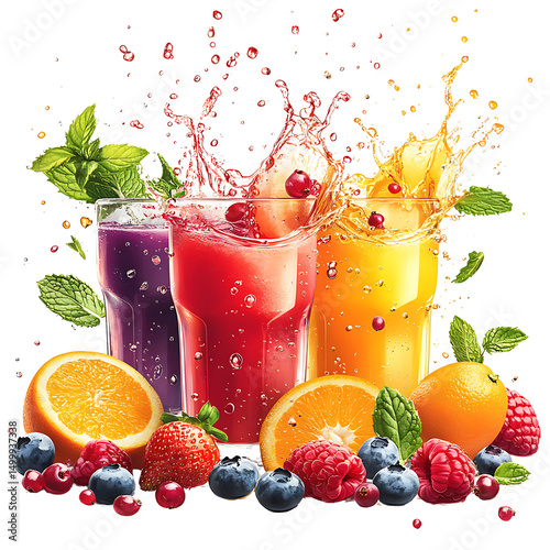 Refreshing Fruit Smoothies Splashing Goodness,