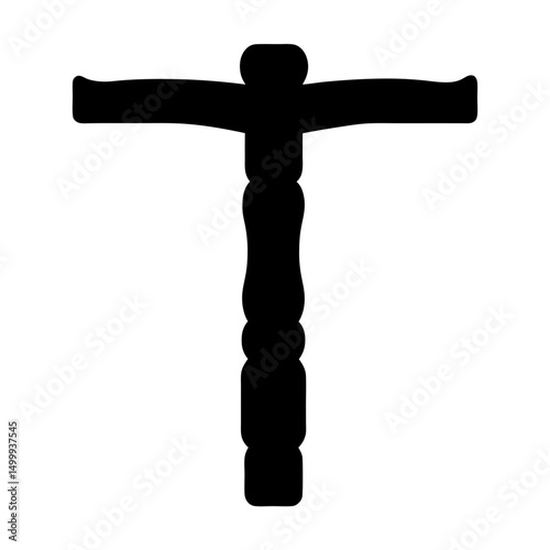 Black silhouette of a totem pole, a symbol of cultural heritage
