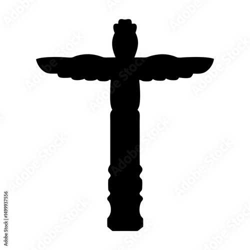 Simple Silhouette of a Northwest Native American Totem Pole, Symbolism, Art