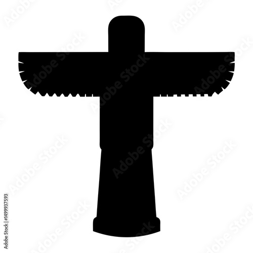 Silhouette of a majestic Northwest Coast Native American totem pole art