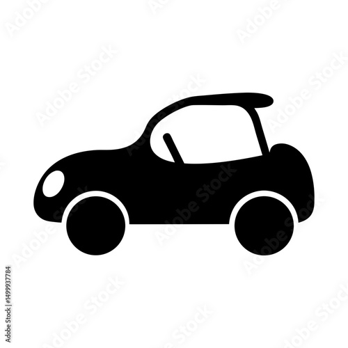 Simple black silhouette of a compact car viewed from the side