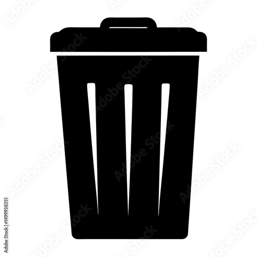 Silhouette of a lidded trash can or waste bin for disposal purposes