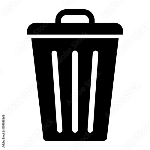 Black silhouette of a trash can with a lid and handle.