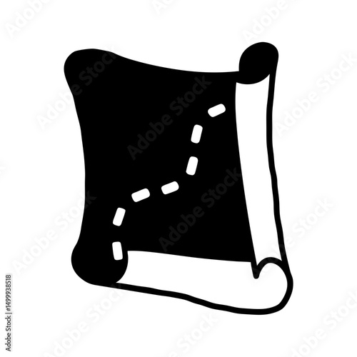 Treasure map with dotted line leading to a hidden location mark the spot