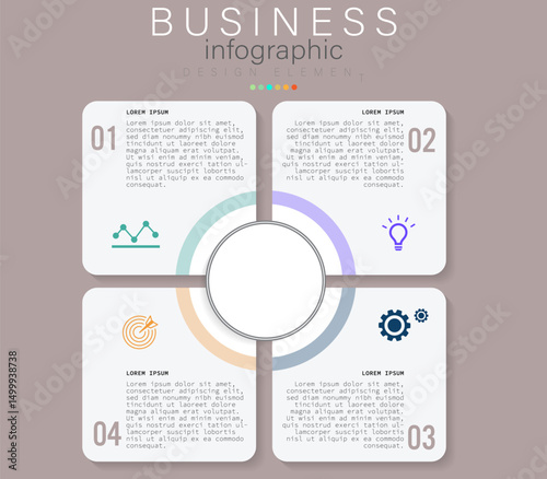  Four stage  Grid Infographic with Labeled Quadrants