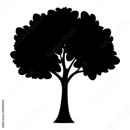 A full tree silhouette with a leafy canopy and a sturdy trunk