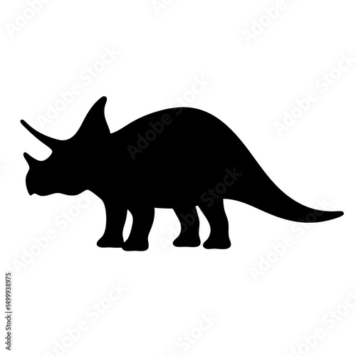 Monochrome Silhouette of a Triceratops, Ancient Herbivore from the Late Cretaceous Period