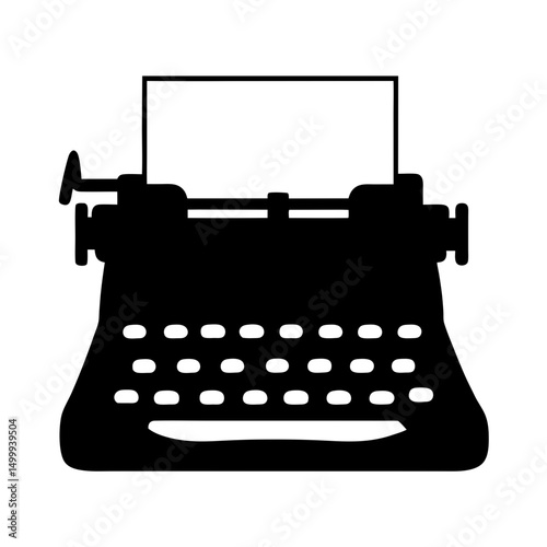 Vintage typewriter silhouette with paper ready to write a great story