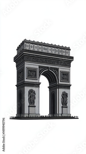paris 3d triomphe monument grayscale details