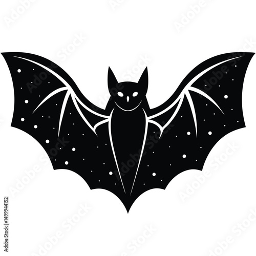 Flying Bat at Night Silhouette Illustration
