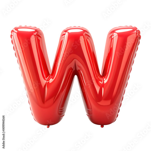 Red balloon letter w isolated on transparent background