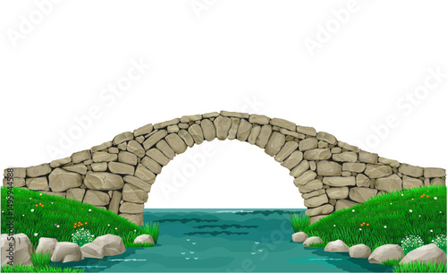 Wallpaper landscape with stone bridge