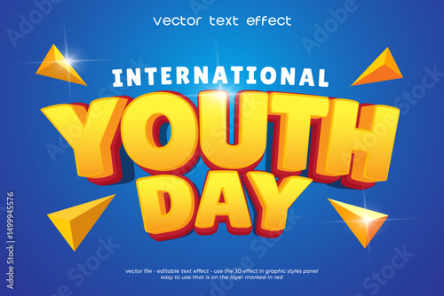 Editable text effect youth day with blue background