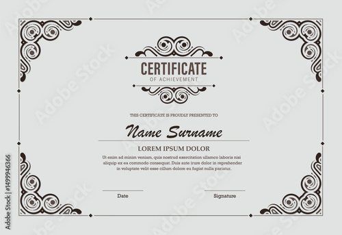 Classic certificate of achievement award template