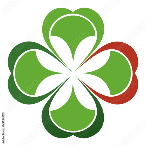 Elegant Four Leaf Clover Silhouette Vector on Transparent Background