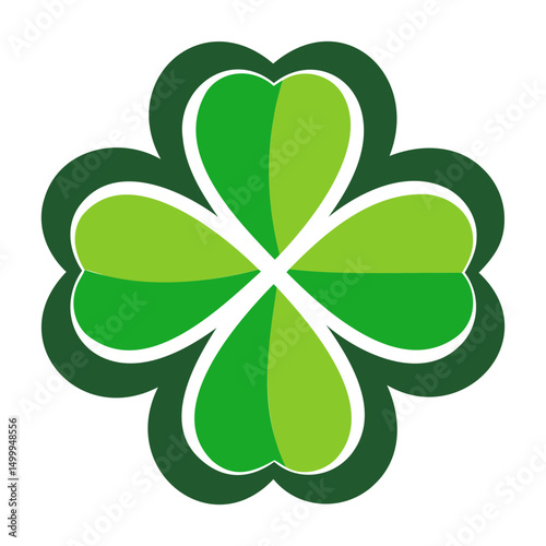 Elegant Four Leaf Clover Silhouette Vector on Transparent Background
