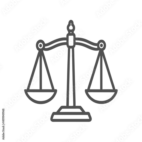 Simple outline of a balanced scale symbolizing justice and law concepts.