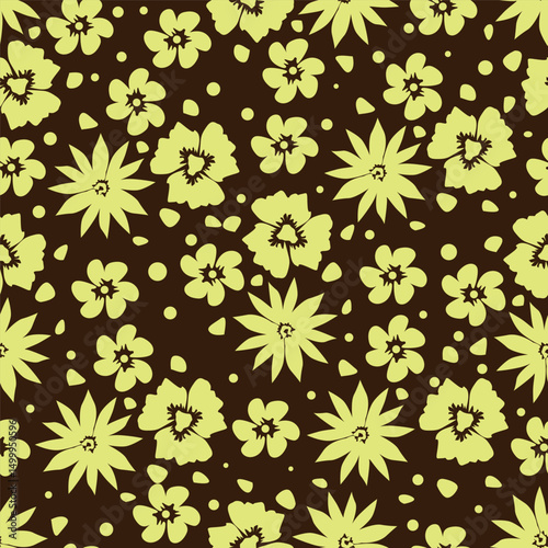 Seamless pattern with floral motifs. Vector illustration.	