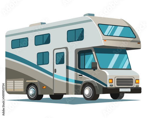 a large rv with detailed windows and a smooth structure