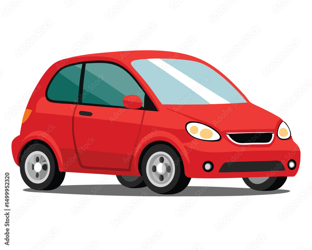 a red compact car with a smooth body and shiny paint a red compact car with a smooth body and shiny paint