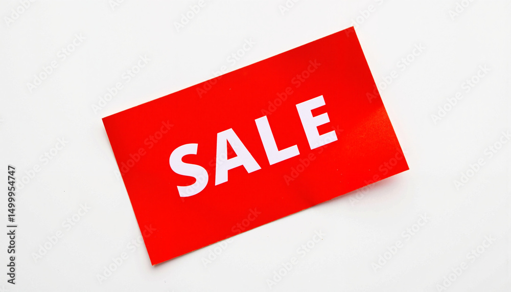 Fototapeta premium Sale discount tag in red color on a white background 