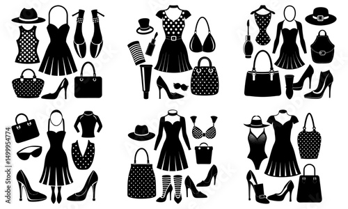 Fashionista's Must-Haves silhouette vector