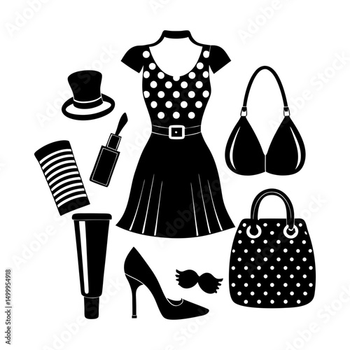 Fashionista's Must-Haves silhouette vector