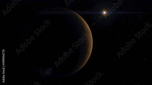 Venus in space with sun orbiting 4k textured