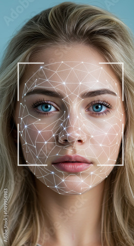 Face of the Future: AI-Powered Beauty, Biometrics & Technology | Advanced Facial Recognition & Digital Identity, Blonde, Blue Eyes