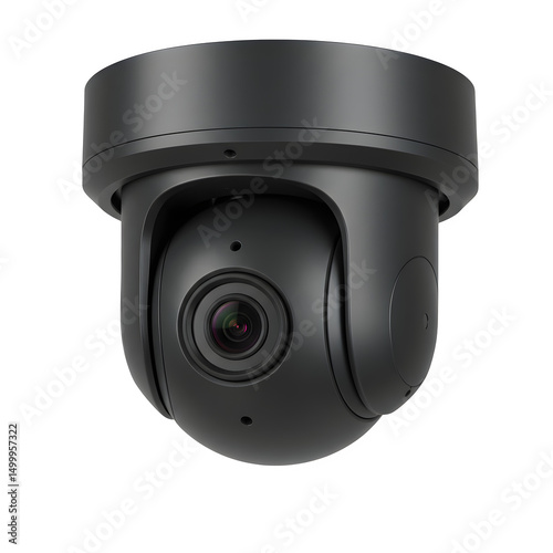 Modern security camera with infrared night vision, isolated on white or transparent background. PNG, symbolizing surveillance and safety. photo