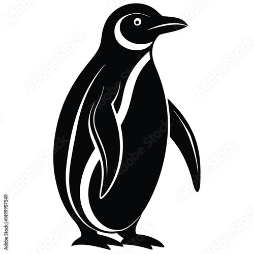 Penguin Standing Upright Minimalist Silhouette