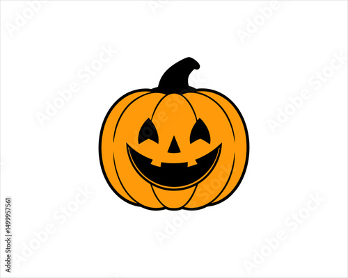 Smiling Halloween Pumpkin Clipart  Cute Jack-o'-Lantern Vector for Fall Decor, Party Invitations & Kids Crafts