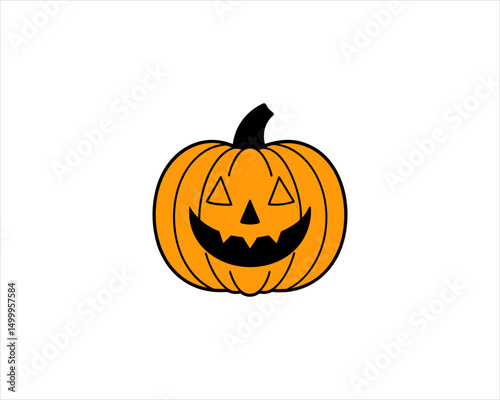 Smiling Halloween Pumpkin Clipart  Cute Jack-o'-Lantern Vector for Fall Decor, Party Invitations & Kids Crafts