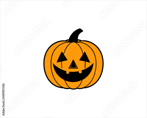 Smiling Halloween Pumpkin Clipart  Cute Jack-o'-Lantern Vector for Fall Decor, Party Invitations & Kids Crafts