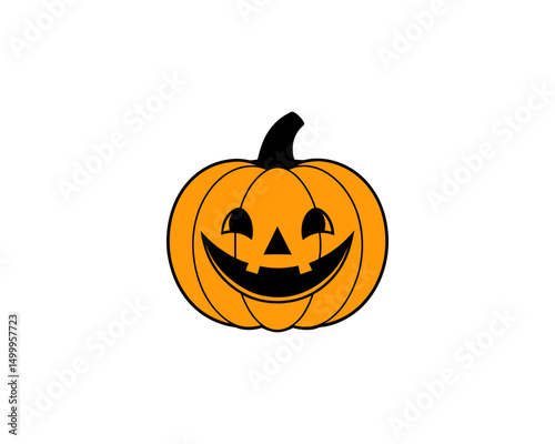 Smiling Halloween Pumpkin Clipart  Cute Jack-o'-Lantern Vector for Fall Decor, Party Invitations & Kids Crafts