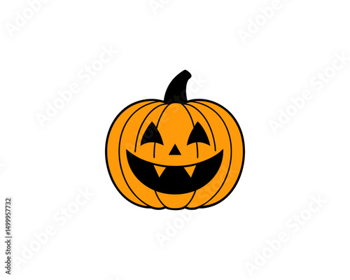 Smiling Halloween Pumpkin Clipart  Cute Jack-o'-Lantern Vector for Fall Decor, Party Invitations & Kids Crafts