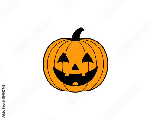 Smiling Halloween Pumpkin Clipart  Cute Jack-o'-Lantern Vector for Fall Decor, Party Invitations & Kids Crafts