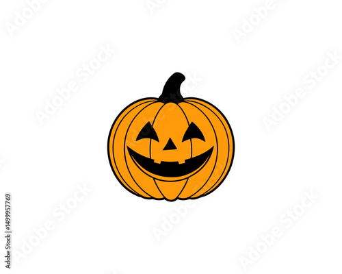Smiling Halloween Pumpkin Clipart  Cute Jack-o'-Lantern Vector for Fall Decor, Party Invitations & Kids Crafts