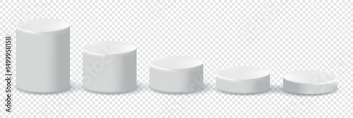 Podiums. Set of podiums of different sizes. Vector image of realistic platforms for any product