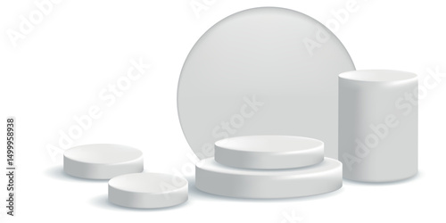 Podiums. Set of classic realistic podiums of different sizes. Vector image of realistic platforms for any product