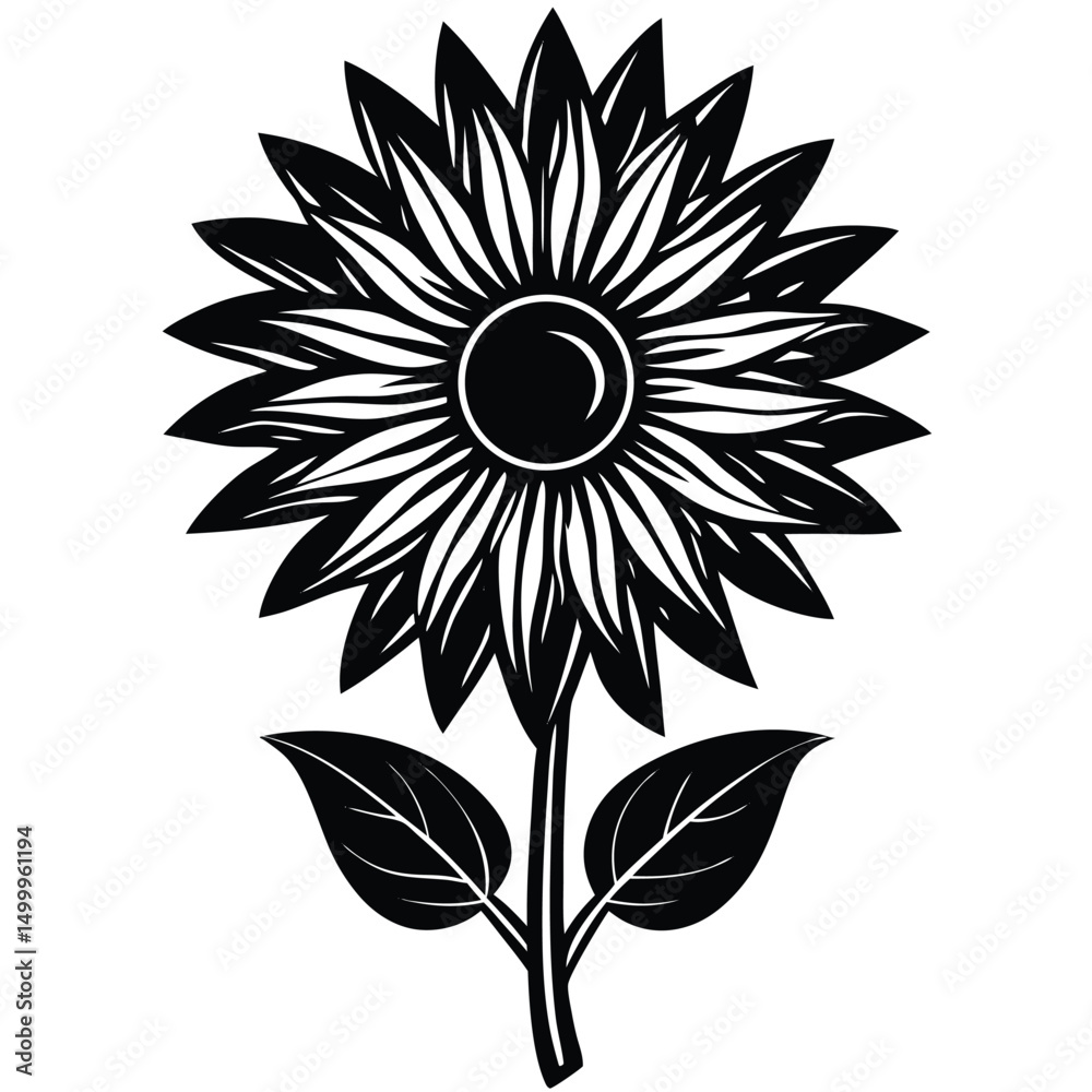 Fototapeta premium Single Sunflower in Bloom Silhouette
