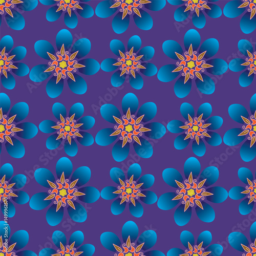 Seamless pattern with floral motifs. Vector illustration.	