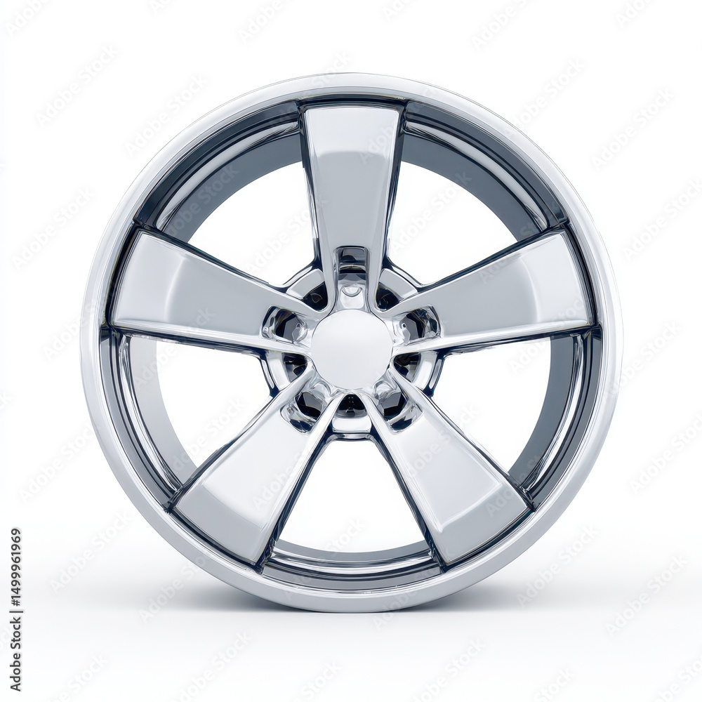 Naklejka premium Chrome car wheel isolated on white background