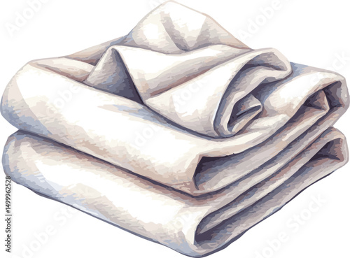 Vector watercolor painted illustration of a white folded cloth
