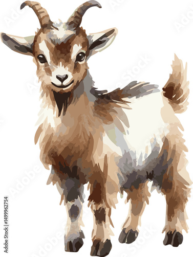 A watercolor vector illustration of a goat